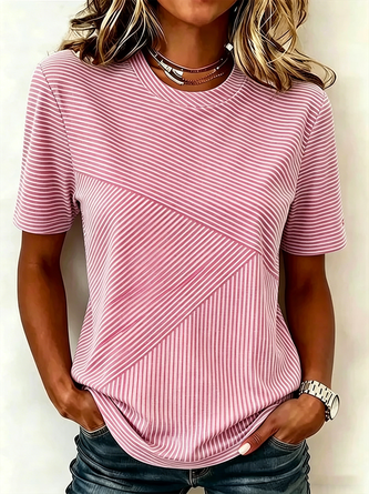 Gestreept Katoenen T-Shirt Regular Fit Casual
