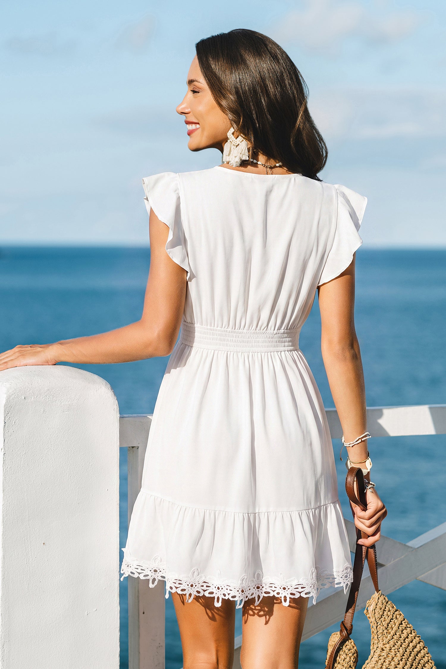 Witte Mini Jurk met Heatwave Club Stijl Zomer