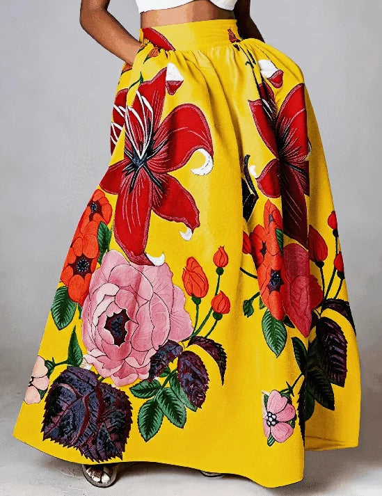 Elegante Bloemenrok met Loshangende Snit