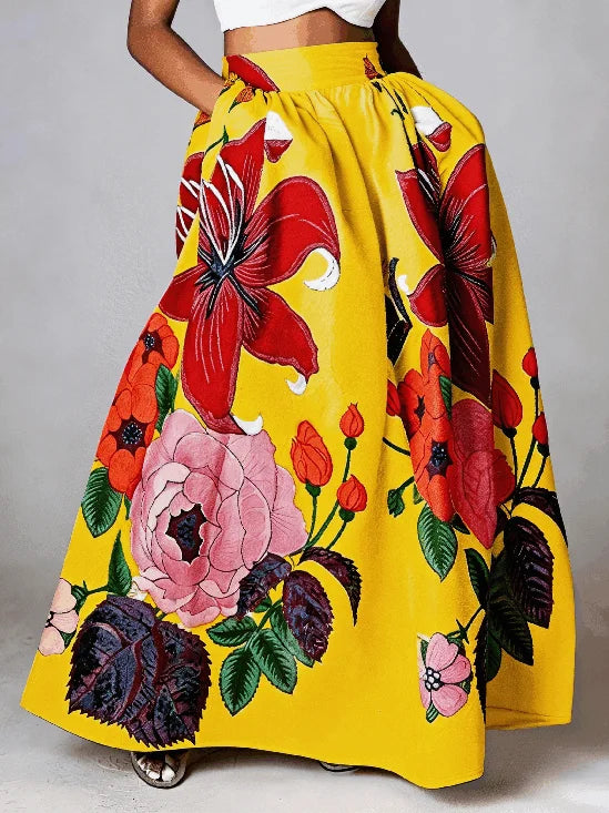 Elegante Bloemenrok met Loshangende Snit