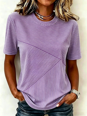 Gestreept Katoenen T-Shirt Regular Fit Casual