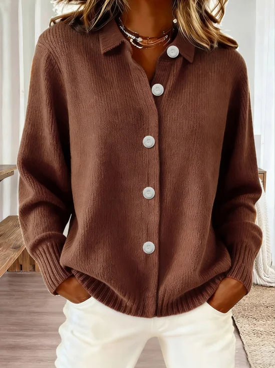Effen Cardigan met Lange Mouwen – Comfortabele Casual Vest