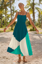 Sunny Honey Colorblock Maxi Jurk – Zomerse Stijl
