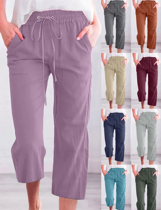Linnen broek hoge taille comfortabel losvallend
