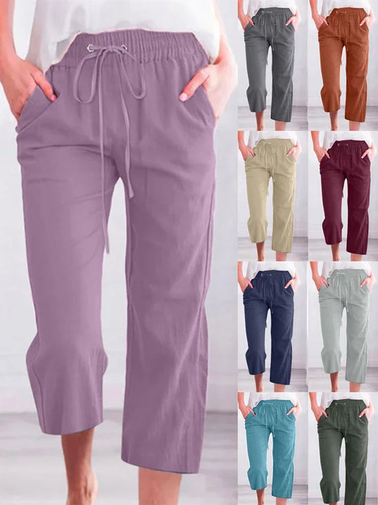 Linnen broek hoge taille comfortabel losvallend
