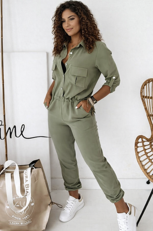 Yvette | Jumpsuit Met Lange Mouwen En Elastische Taille