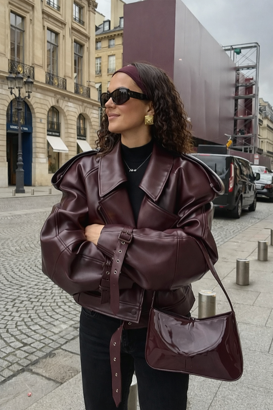 Nola | Stijlvolle Leren Jas met Luxe Schouderdetails