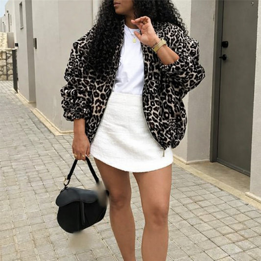Leo | Bomber Jas Met Luipaard Print