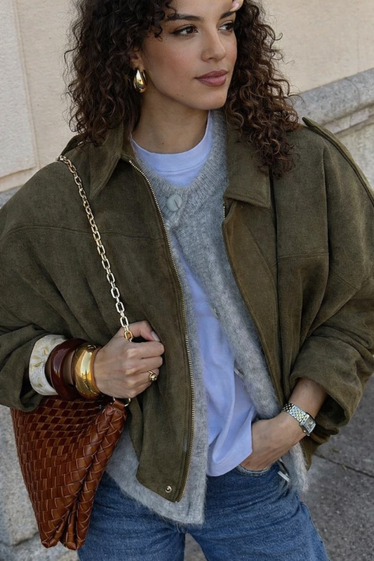 Fabiane | Elegante Suède Leren Jas voor Dames – Trendy & Stijlvol