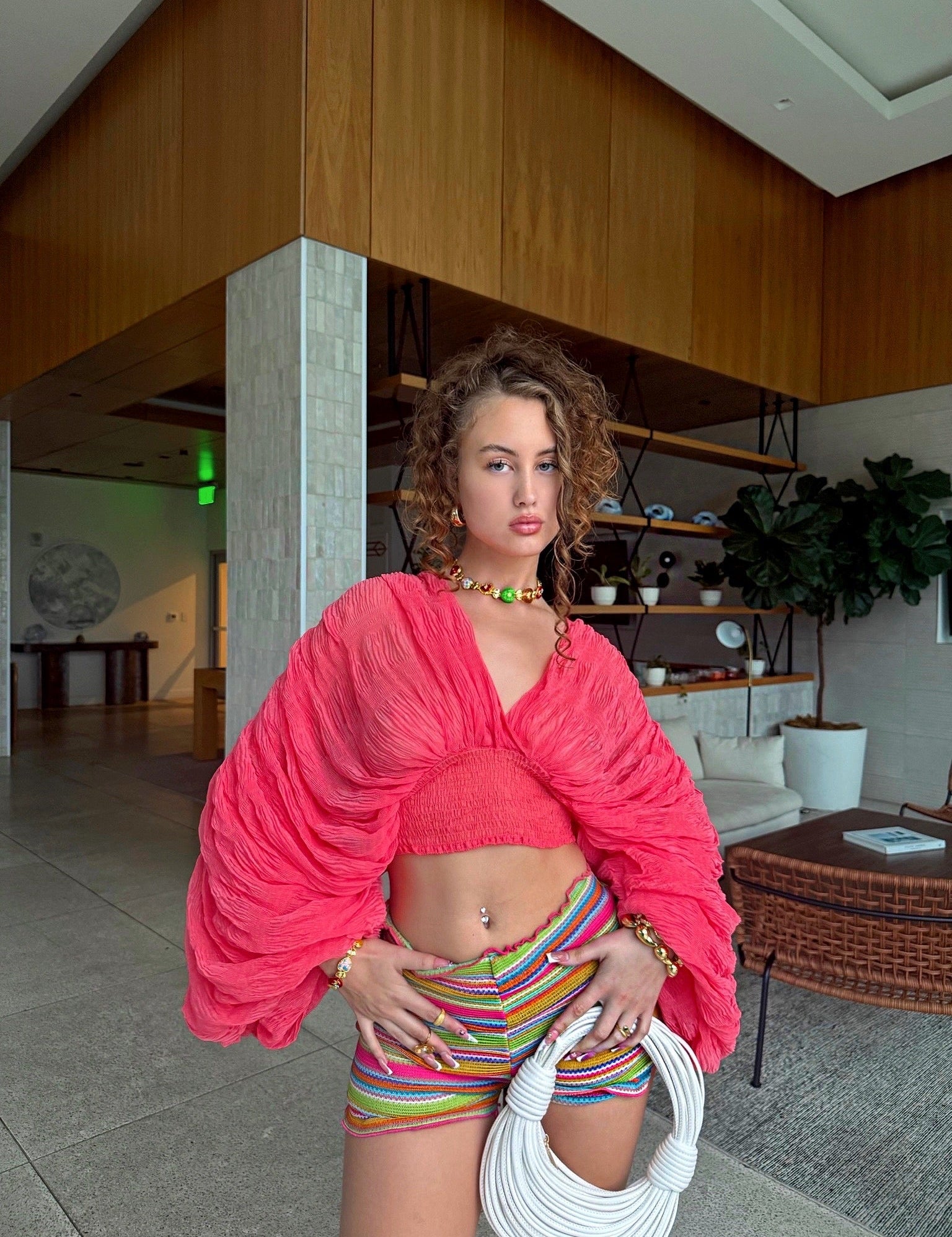 Coco Cropped Blouse - Coral Pink