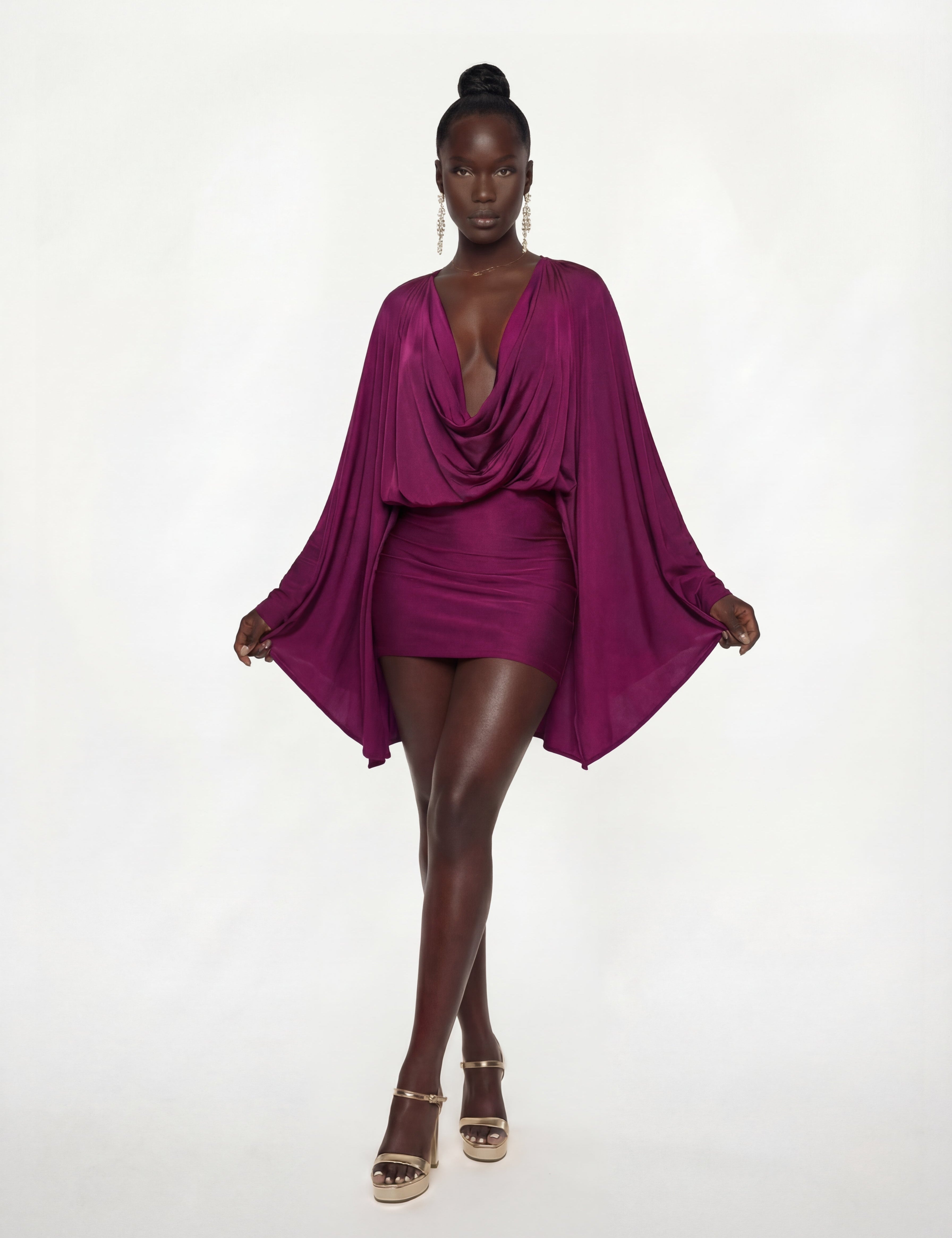 Alvita Jurk in Paars - Eleganté Midi Maxi