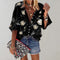 Amara | Blouse Dames - Bloemenprint Zwart