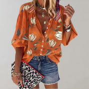 Amara | Blouse Dames - Bloemenprint Oranje