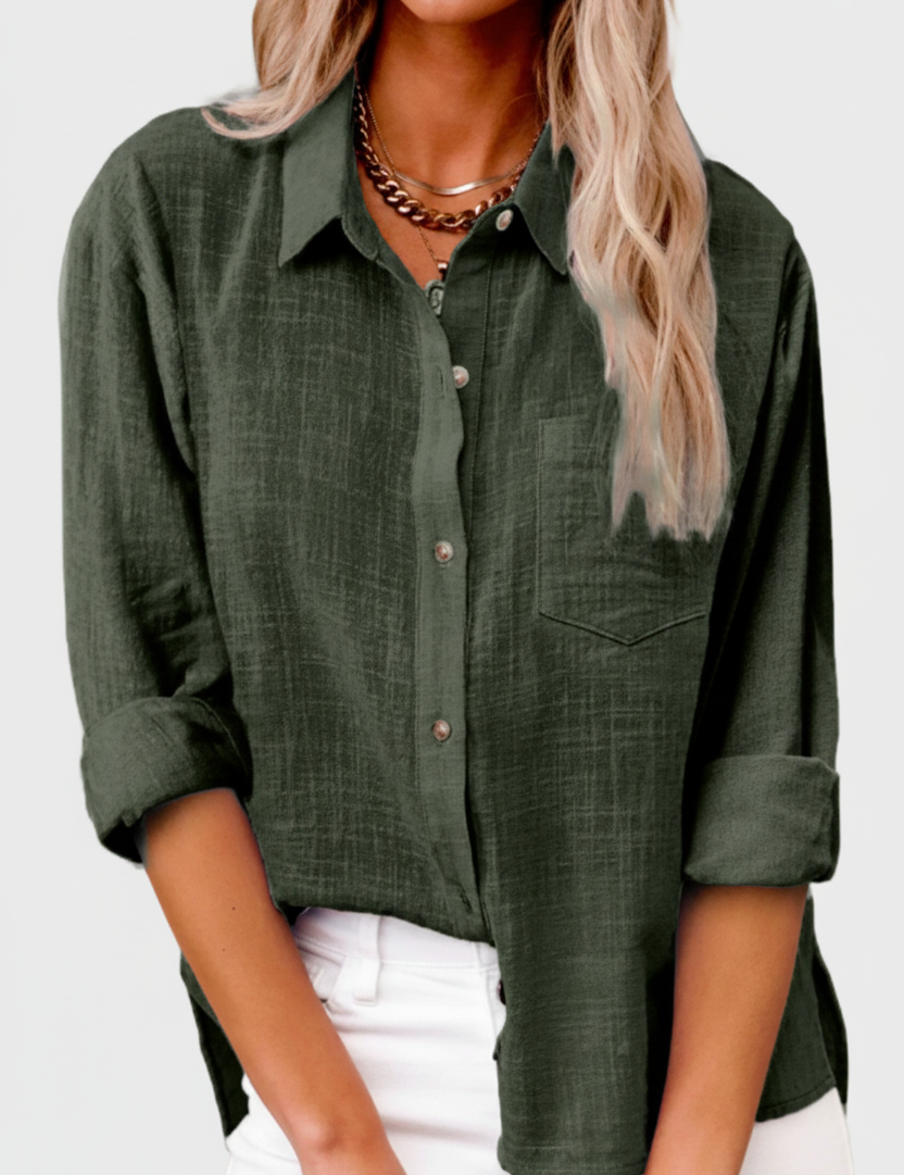 Amara | Blouse Dames - Stoffenmix Groen