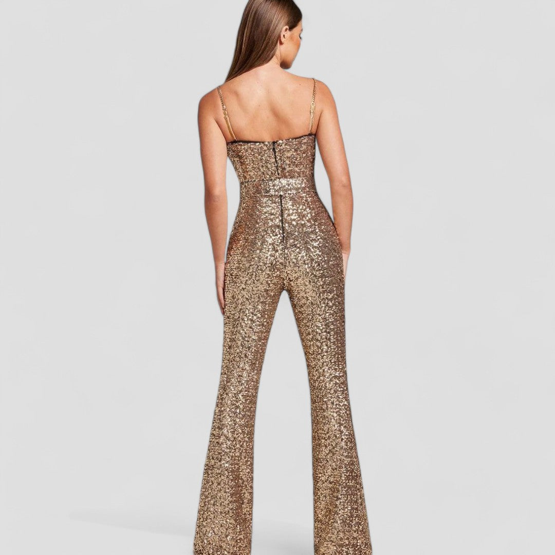 Jackie | Pailletten Flared Jumpsuit