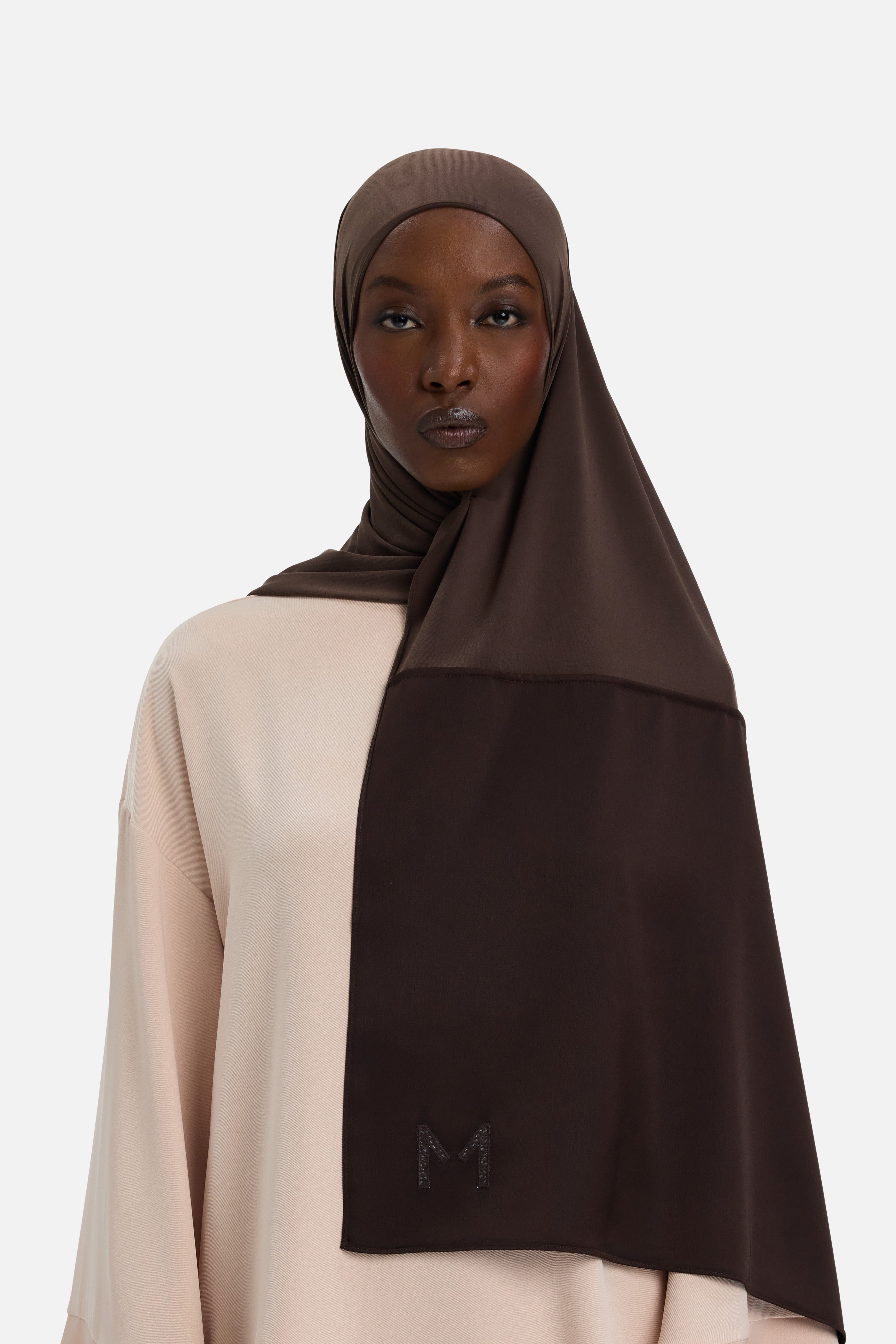 Structured Satin Edge Scarf | Dark Brown | Sera & Zena