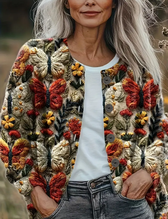 Bloemenprint Cardigan Regular Fit - Casual Crew Neck
