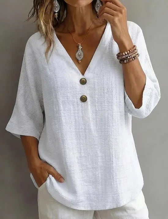 Halfmouw Blouse Losjes Vallend Casual Dames