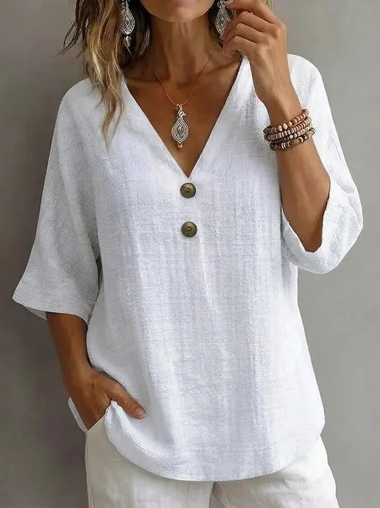 Halfmouw Blouse Losjes Vallend Casual Dames