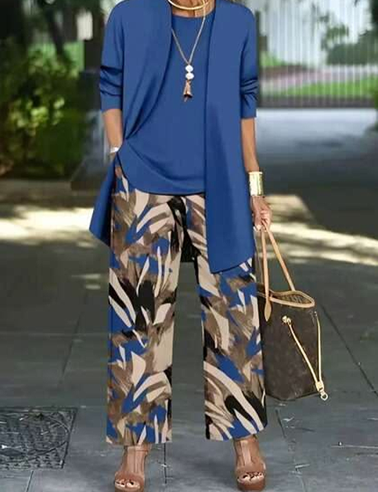 Abstract Print Matching Set Lange Mouwen Casual Herfst