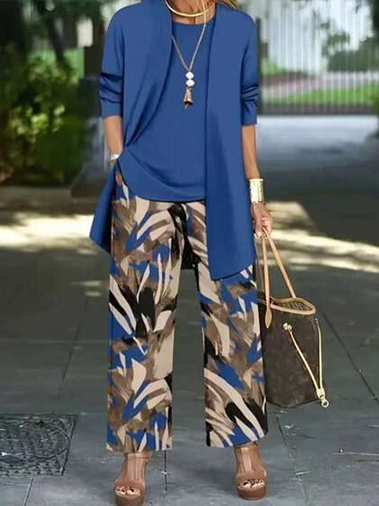 Abstract Print Matching Set Lange Mouwen Casual Herfst