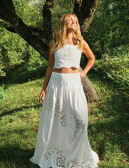 Anglaise Maxi Rok met Haakwerk - Elegant Dagelijks