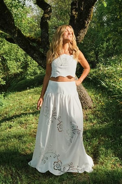 Anglaise Maxi Rok met Haakwerk - Elegant Dagelijks