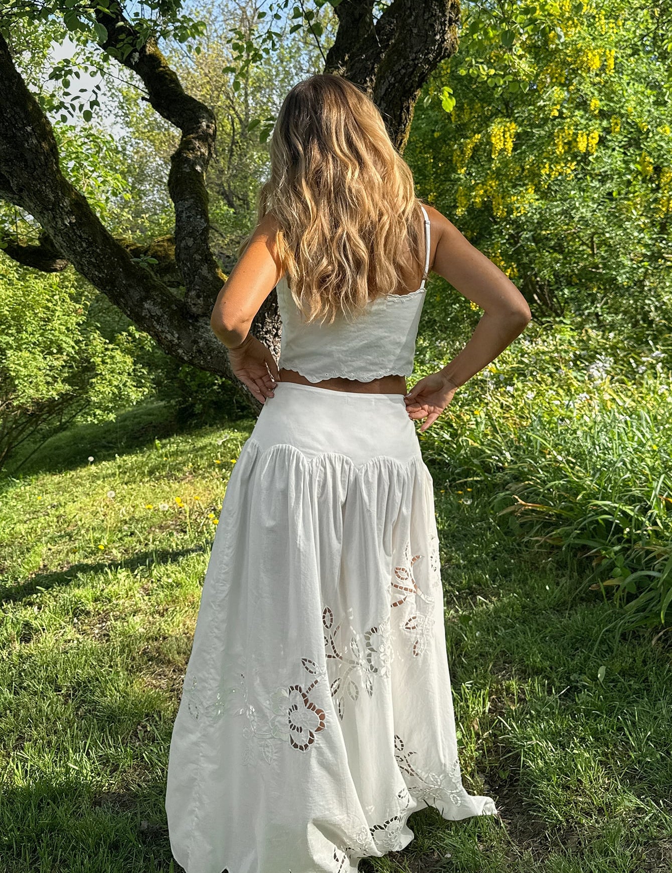 Anglaise Maxi Rok met Haakwerk - Elegant Dagelijks