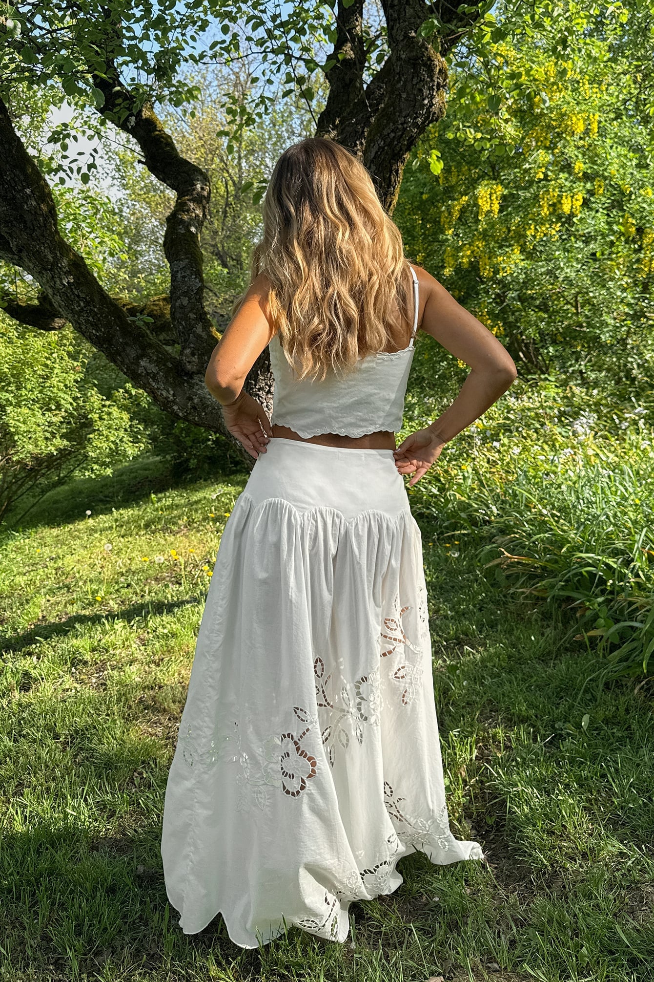 Anglaise Maxi Rok met Haakwerk - Elegant Dagelijks
