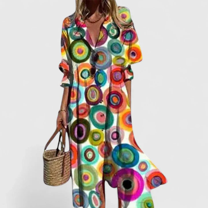 anna-bloemen-midi-jurk-met-knoopsluiting