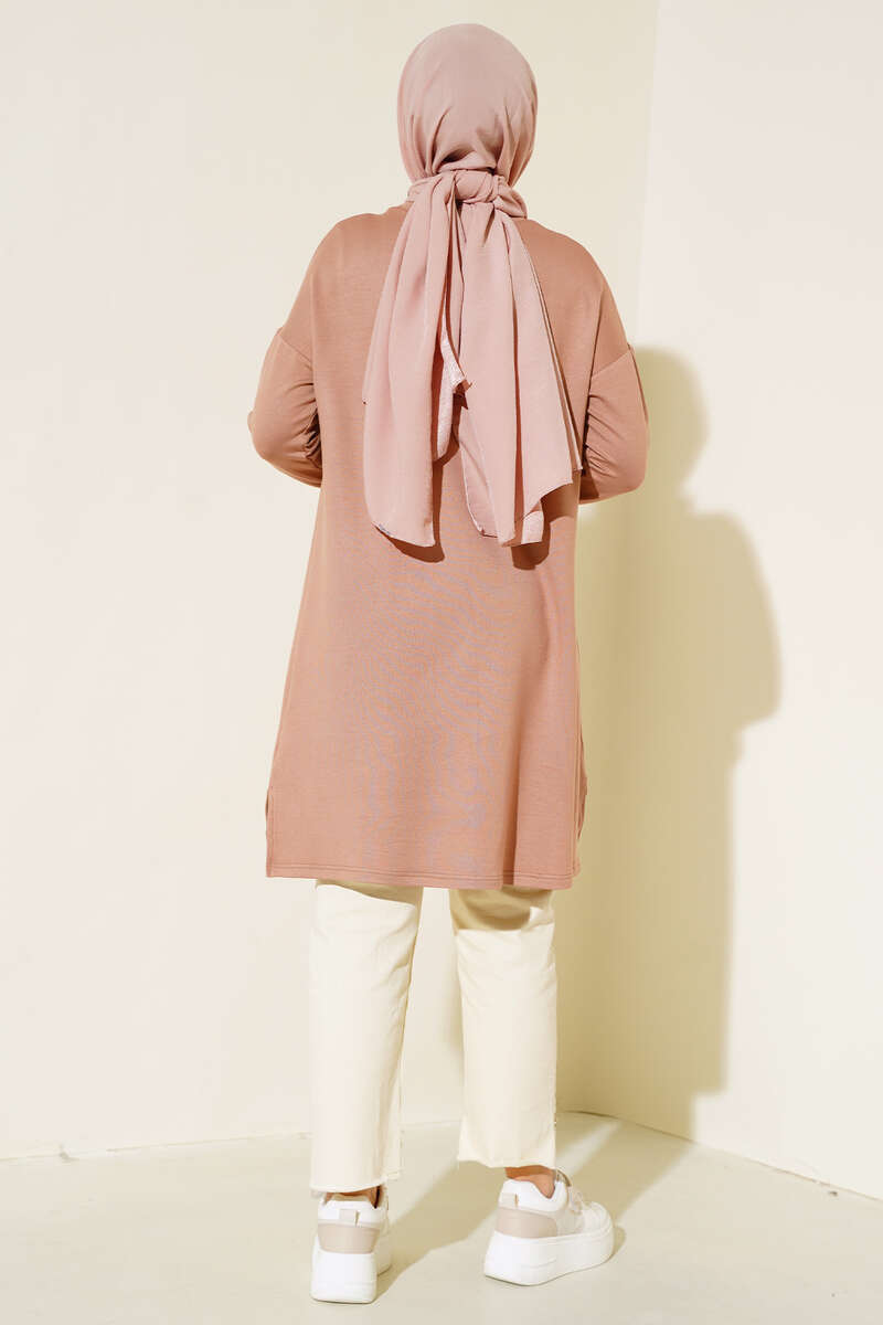 Salma Beige Oversize Tuniek Met Embleem-Detail