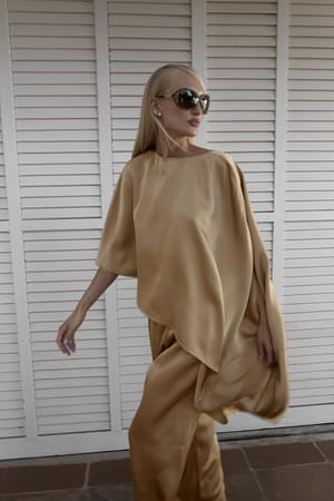Asymmetrische Satijnen Top voor Dames