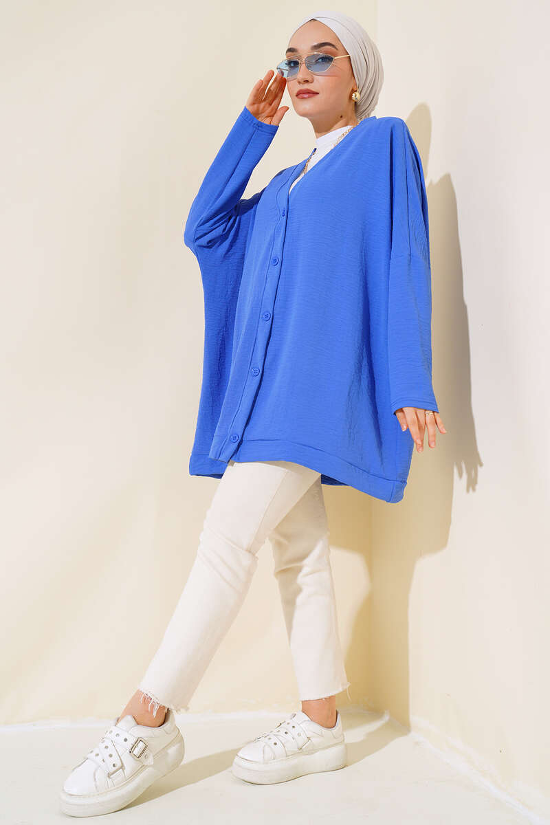Rania Marineblauw Ayrobin Geknoopte Cardigan
