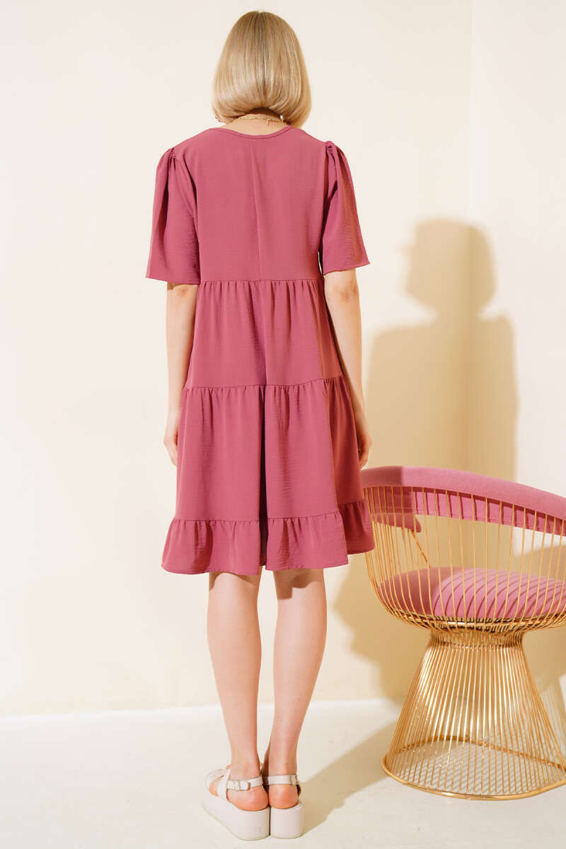 Nour Stoffig Roze Ayrobin Stretch Maxi Jurk