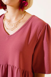 Nour Stoffig Roze Ayrobin Stretch Maxi Jurk
