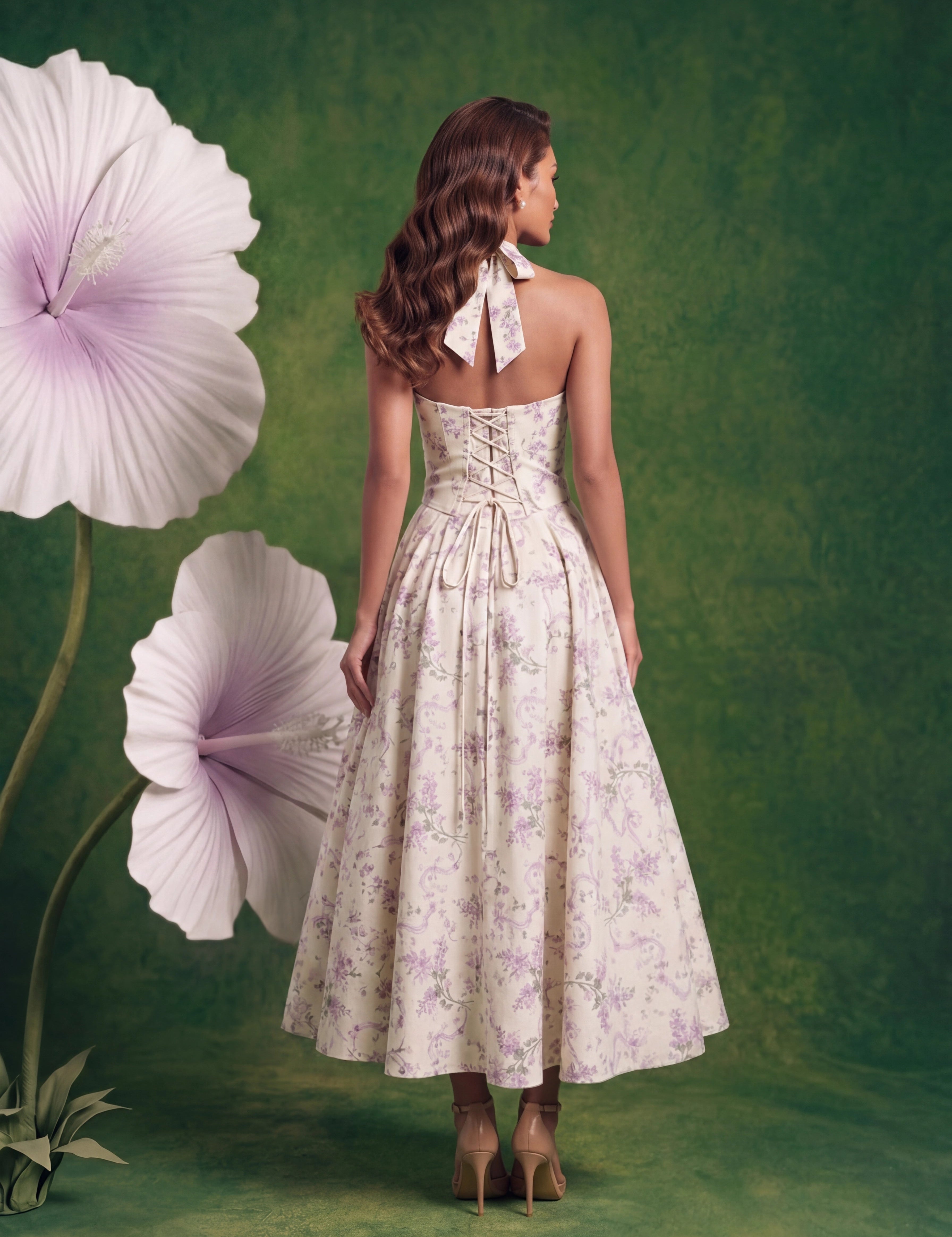 Rosalie Corset Halter Jurk - Lavendel