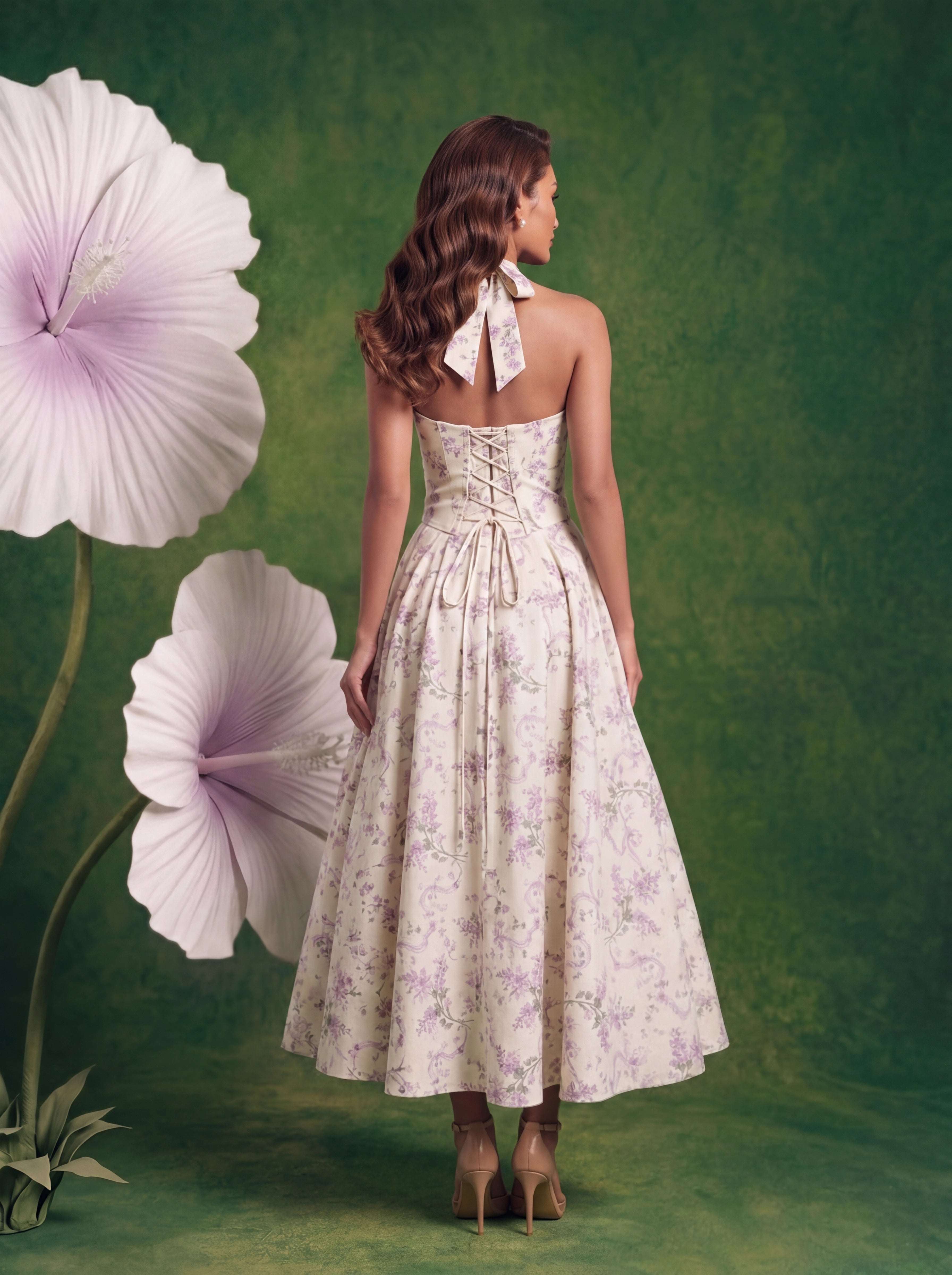 Rosalie Corset Halter Jurk - Lavendel