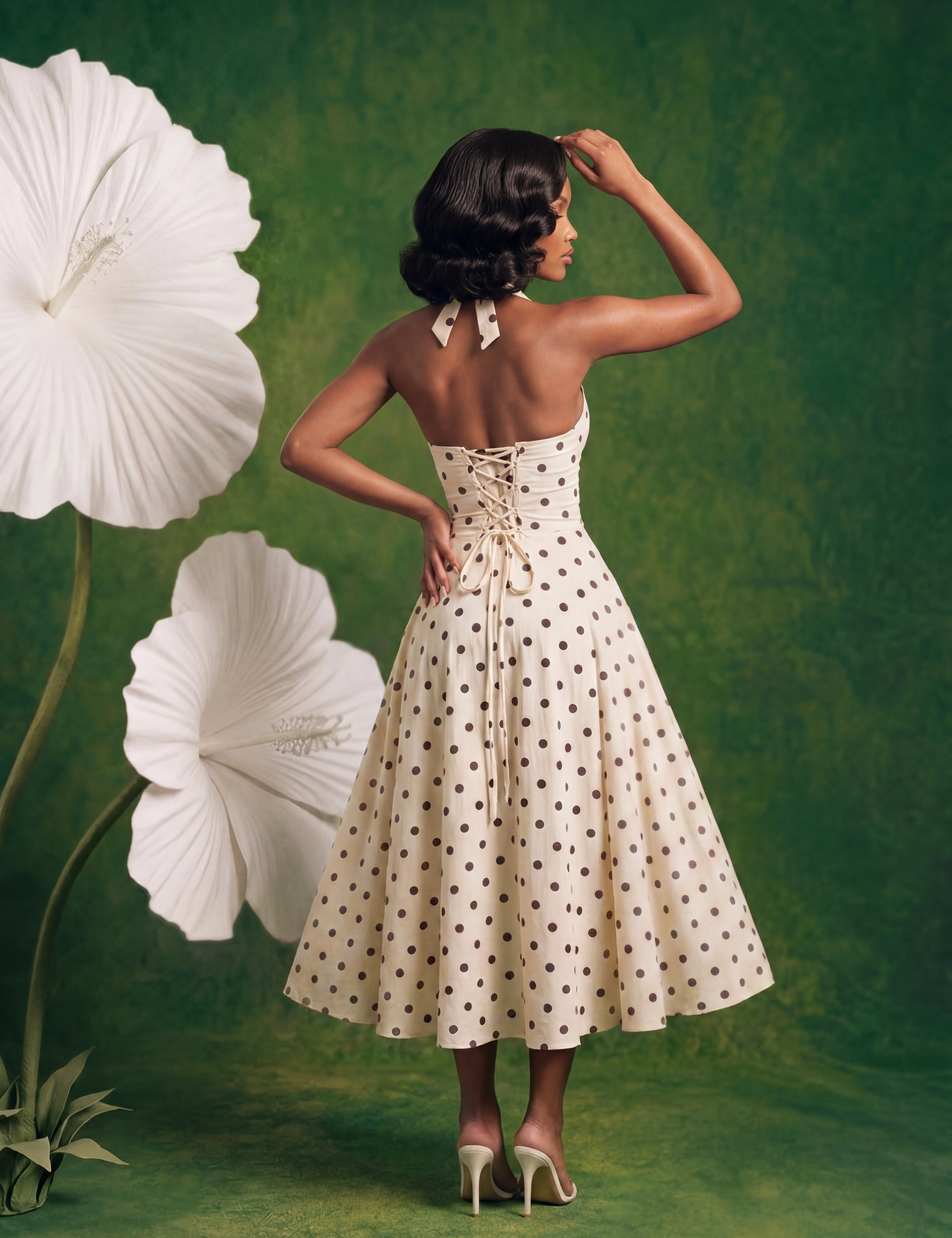Rosalie Corset Halter Jurk Polka Dots