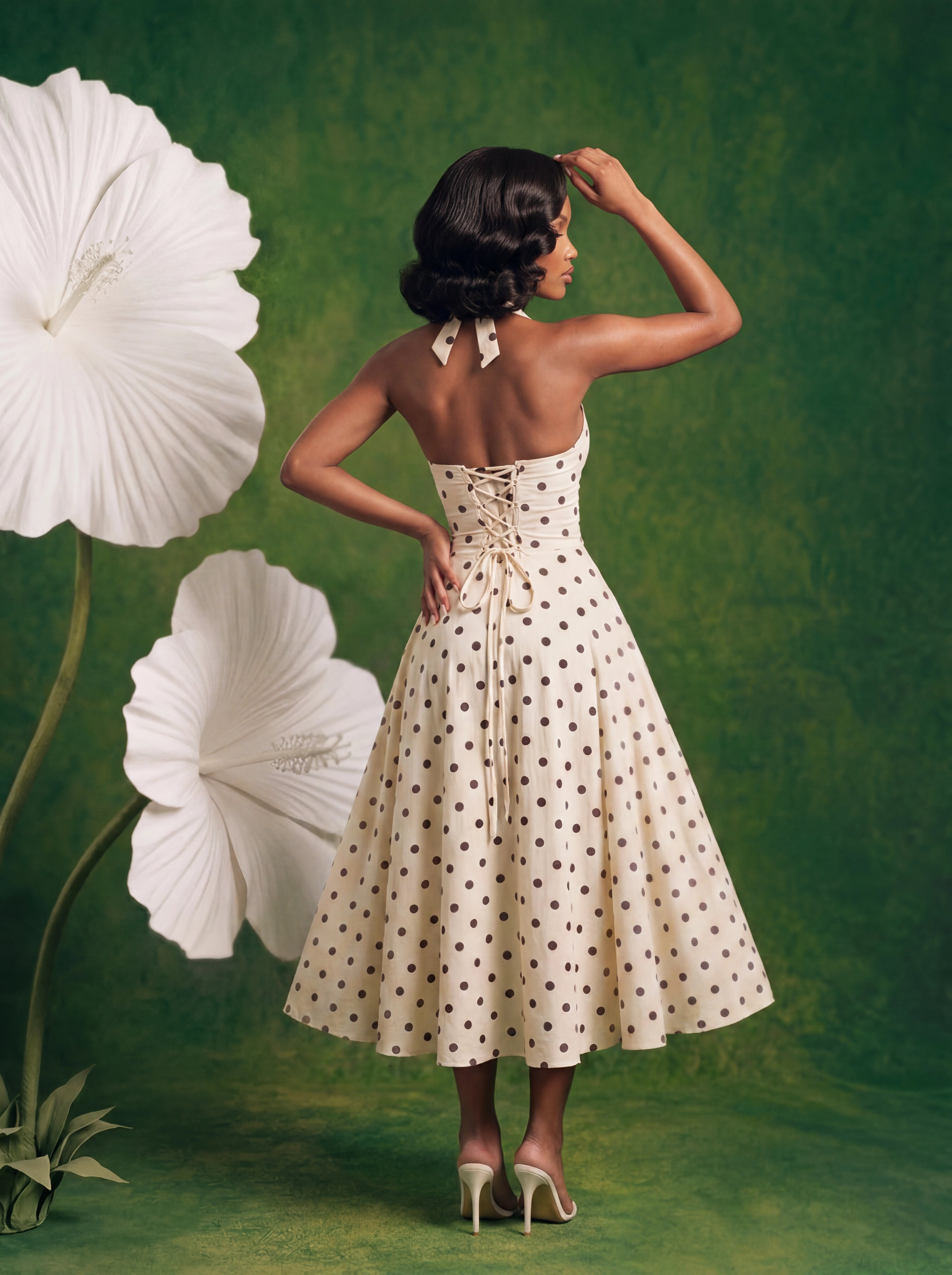 Rosalie Corset Halter Jurk Polka Dots