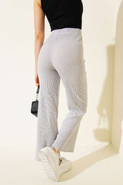 Sana Antraciet Grijs Flared Broek Met Tie-Koord