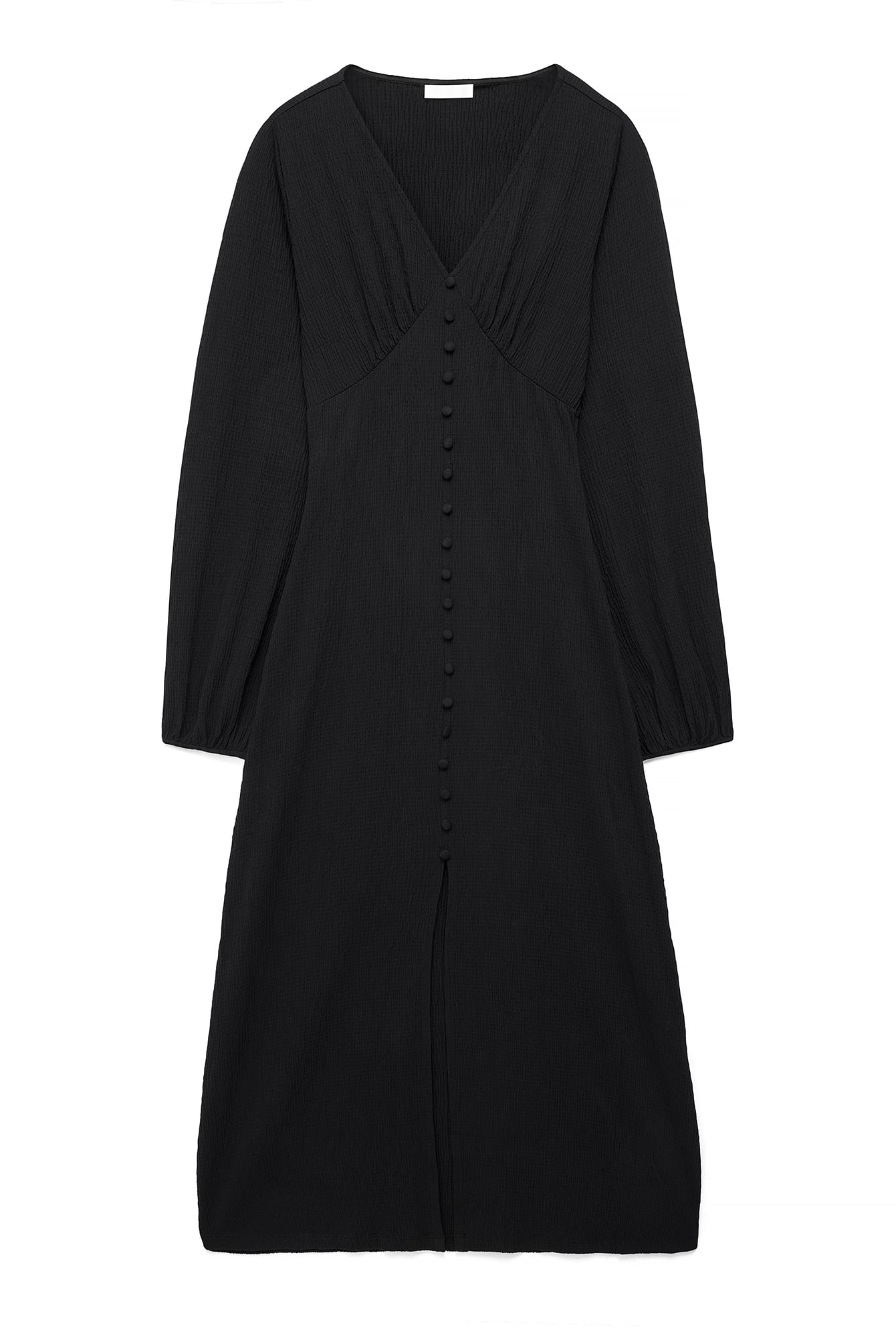 Maxi-jurk met puffmouwen en knopdetails