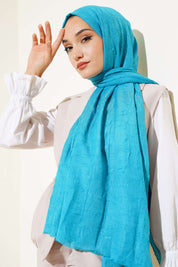 Zahra Turquoise Bamboe Sjaal Krash-Textuur