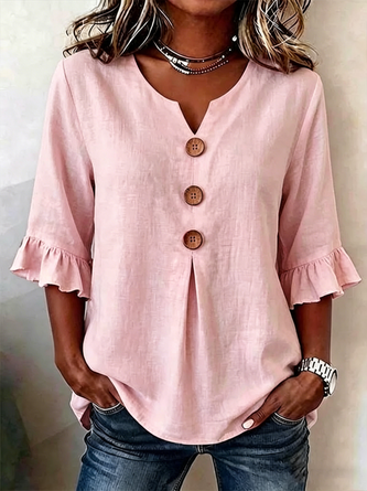 V-hals Peplum Blouse Halve Mouw – Strak Gesneden Topje