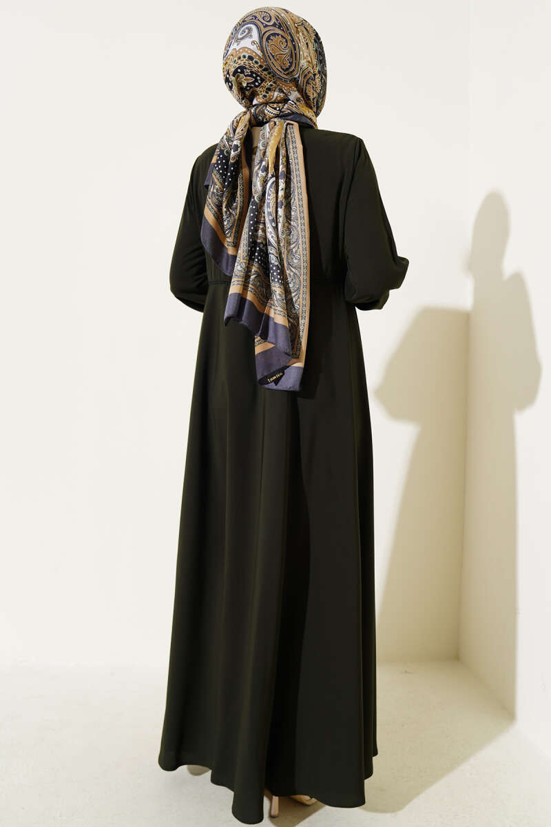 Khadija Khaki Premium Ferace detail
