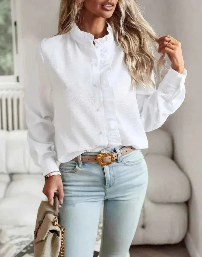 blouse-dames-ruches-kraag-gestreept-feminine