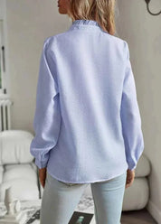 Blouse Dames | Ruches Kraag Gestreept Feminine - Miss Madera