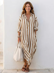 bo-gestreepte-midi-shirtjurk