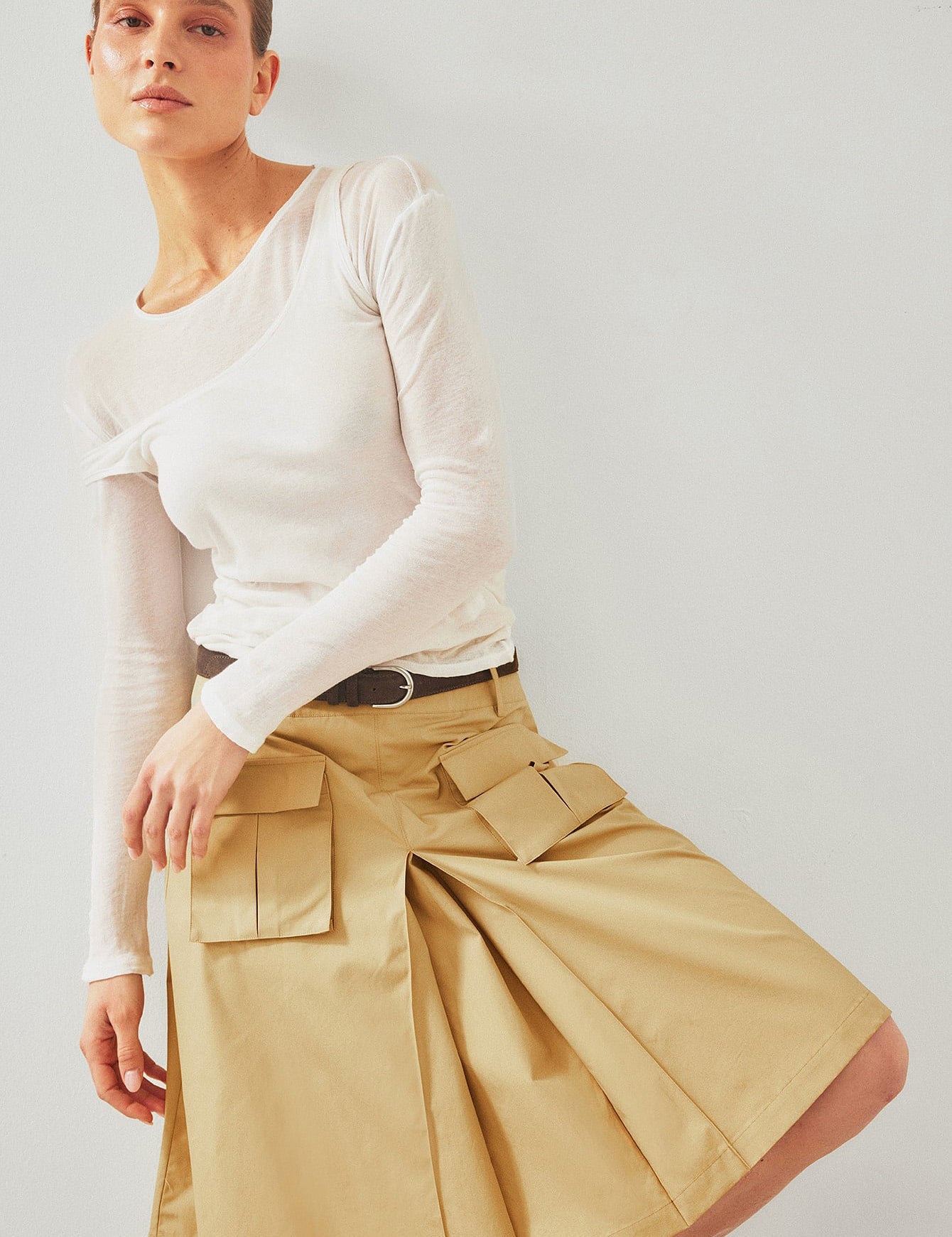 Cargo Kniehoogte Rok Beige