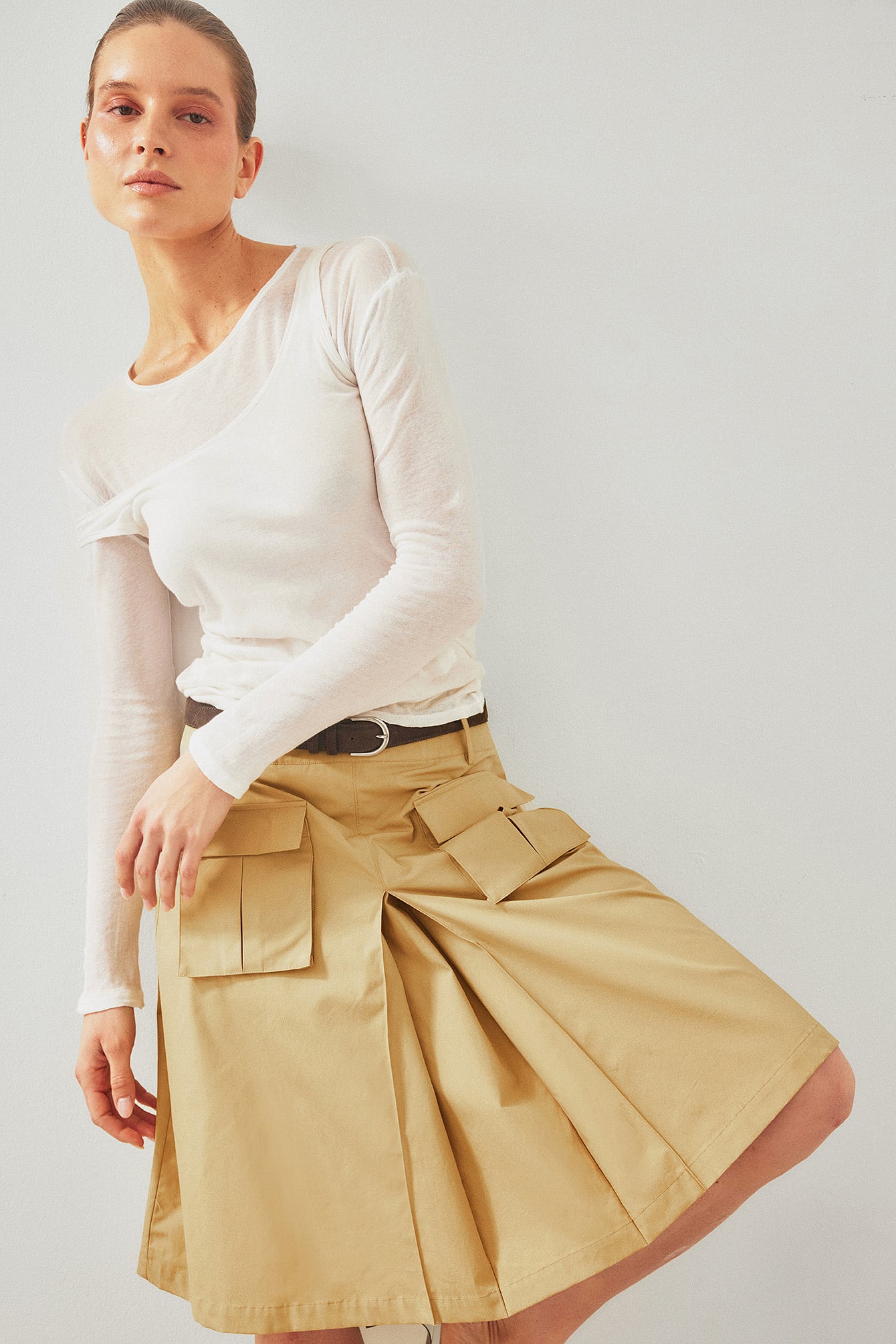Cargo Kniehoogte Rok Beige