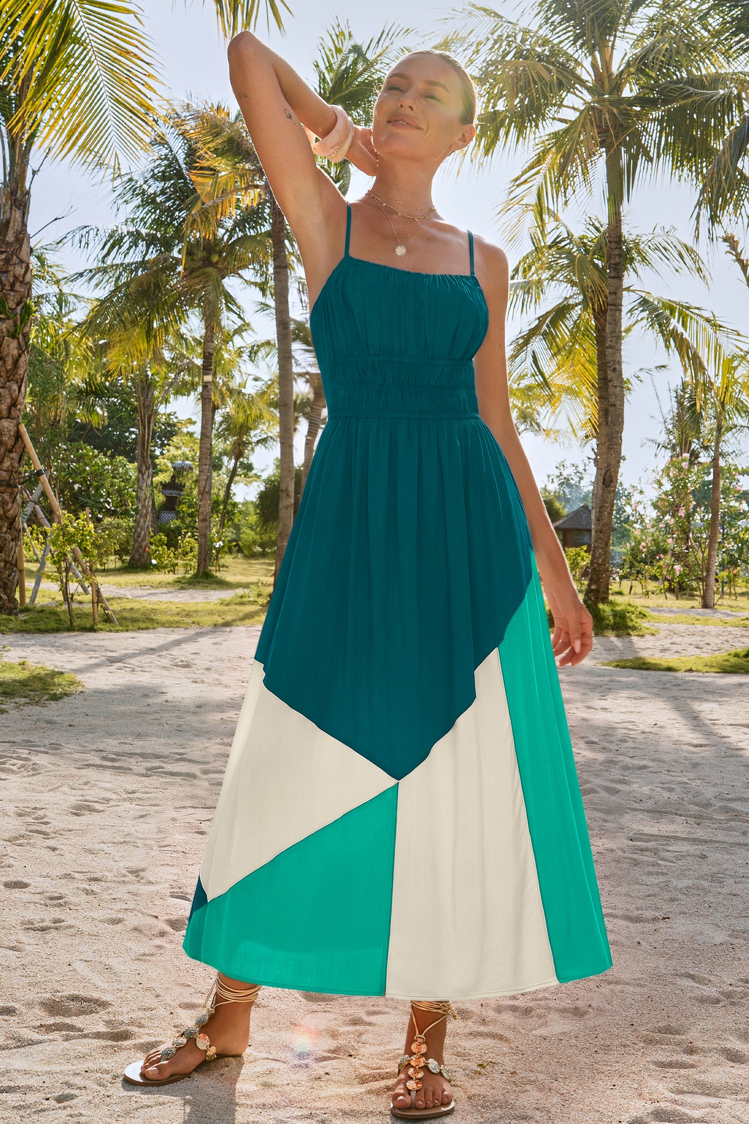 Sunny Honey Colorblock Maxi Jurk – Zomerse Stijl